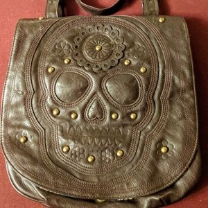 Cute Loungefly Brown Applique Flower Skull